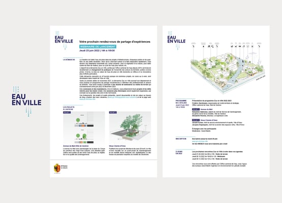 OFFICE CANTONAL DE L'EAU | EAU EN VILLE | EN COLLABORATION AVEC DAVID MARTIN ET LATITUDE DURABLE | CONCEPTION ET RÉALISATION D'UN MARQUEUR ET DE FLYER EN COLLABORATION AVEC FORCHIC