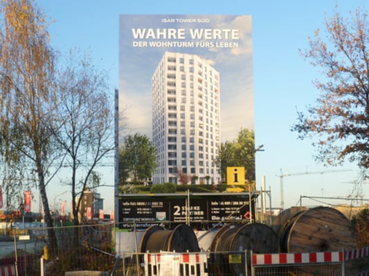 Stahl Bautafel Beton Fundamente Isar Tower 5x8m