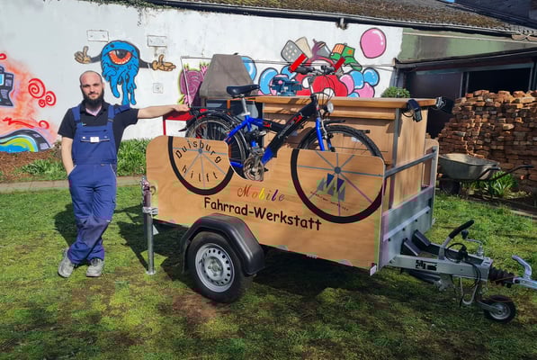 Auch die mobile Fahrradwerkstatt, präsentiert von Kai Rosengart, sorgte für Furore