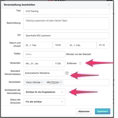 Termin / Veranstaltung erstellen