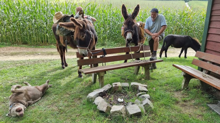 Reto mit Darya, Amy, Shymun und Symo beim Säumen