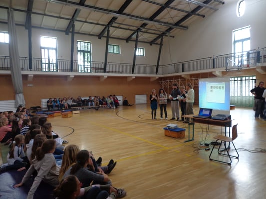 Participants present their invention at a local school of Balatonalmadi