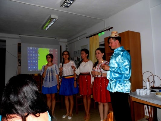 Demonstrating traditional costumes