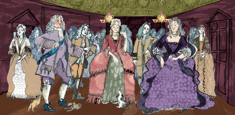 Jill Calder Illustration - General Illustration - Marble Hill House Revived - Henrietta Howard at Court in Kensington Palace - English Heritage
