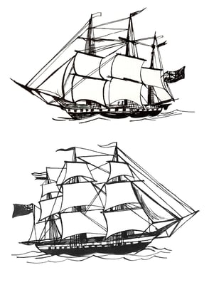 Jill Calder Illustration - General Illustration - Marble Hill House Revived - Sailing Ships - English Heritage