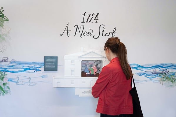 Jill Calder Illustration - General Illustration - Marble Hill House Revived - Welcome Room with Marble Hill House vignette - English Heritage - Photo © Paige Scalco