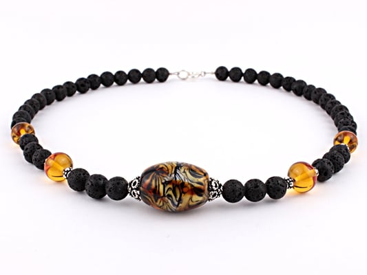 Lavakette mit ovaler Tigerperle