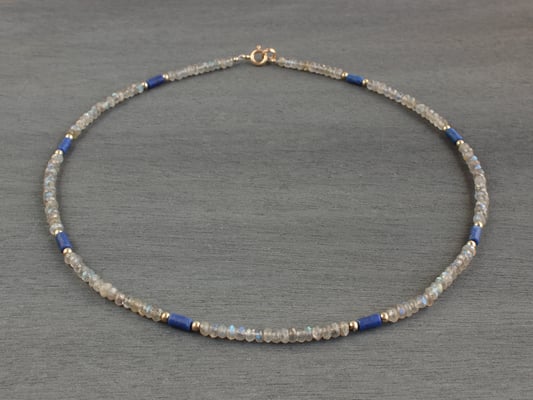 Unikat-Kette aus Labradorit und Lapislazuli