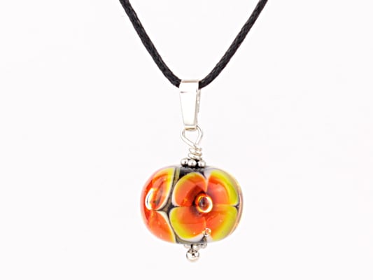 Anhängerchen Blütenzauber orange schwarz