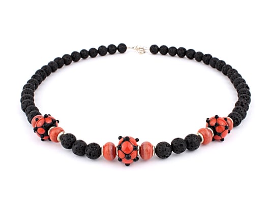 Lavakette Venezia korallrot und schwarz