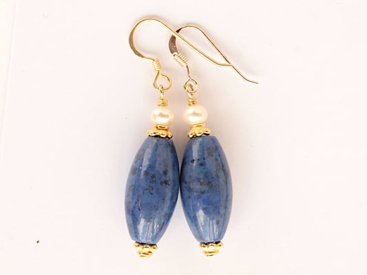 Ohrhänger Dumortierit und Süßwasserperlen