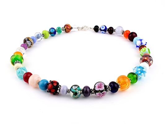 Glasperlen Unikat Kette Bunt