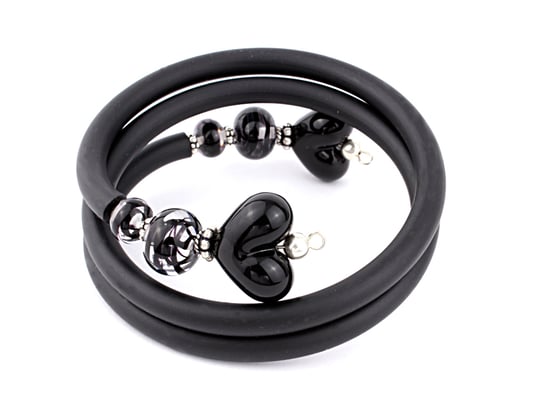 Wickelarmband Herzchen schwarz