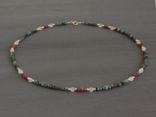 Unikatkette aus Rubinzoisit und Rubin