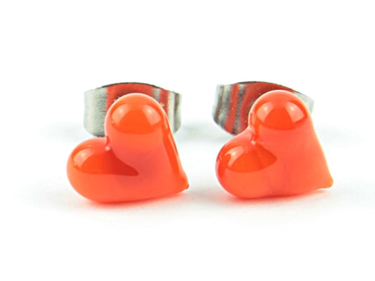 Ohrstecker Herzchen orange