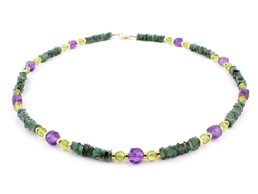 Smaragd-Kette mit Peridot und Amethyst