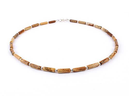 Zylinderperlen-Kette aus Landschaftsjaspis