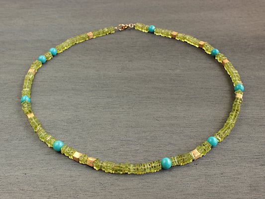 Unikat-Kette aus Peridot und Türkis