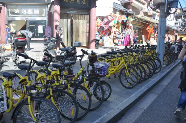 China, Shanghai, Fahrradverleih 