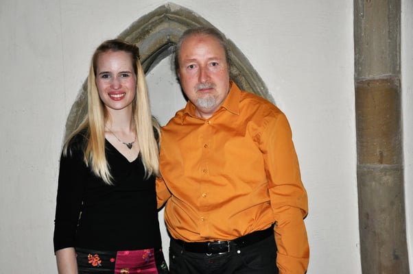 Gemeinsames Konzert der Akademie für Alte Musik und KuBe e.V, " El Siglo de Oro - The golden Age", Laura Demjan und Heavenly Wood, 12. April 2018 in der Deutschherrnkapelle, Saarbrücken. Auf dem Foto Laura Demjan und Michael Britz