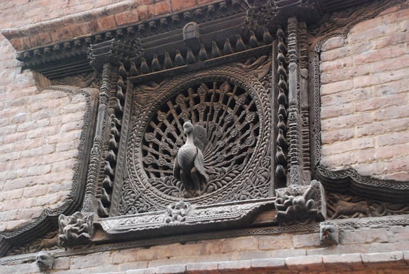 Nepal, Bhaktapur, Königsstadt, Pfauenradfesnter