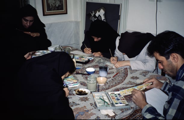 Iran, Isfahan, Werkstatt mit Miniaturmalerei