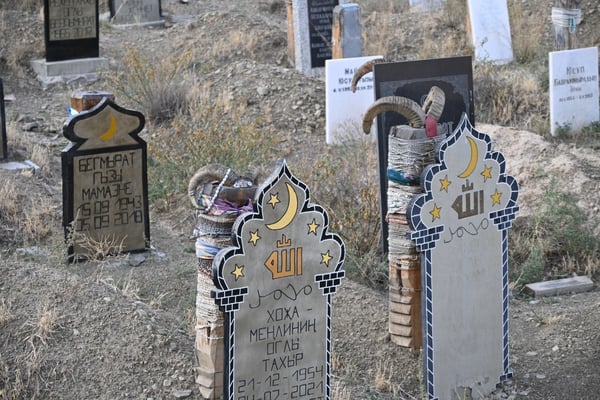 Turkmenistan, Dorf Nokhur, Sara Bibi Schrein und Friedhof