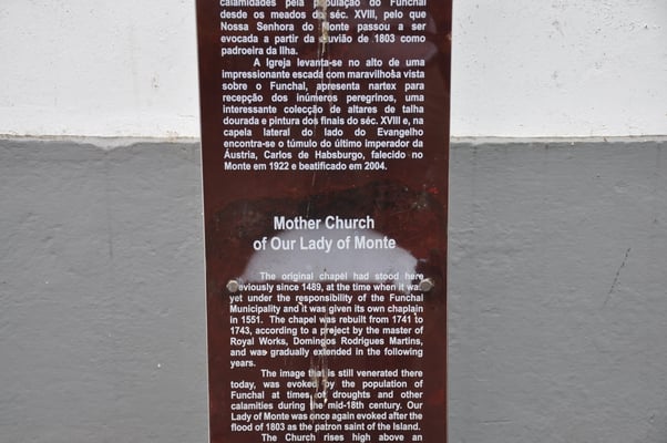 Madeira, Kirche  Igreja Matriz de Nossa Sennora do Monte , Grab Kaiser Karl I. von Österreich