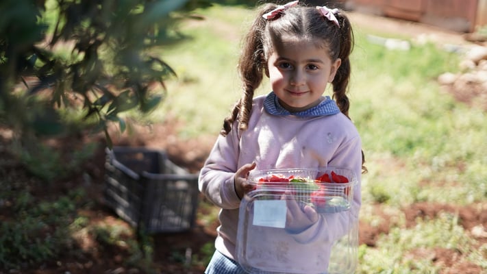 Visite d'un bosquet par les élèves de deuxième maternelle du centre du camp de Beddawi