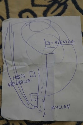 Ihr wärt doch auch so gefahren - oder...??? Skizze des netten, alten Tankwartes!! War SEHR hilfreich und nach Gespräch auch logisch...