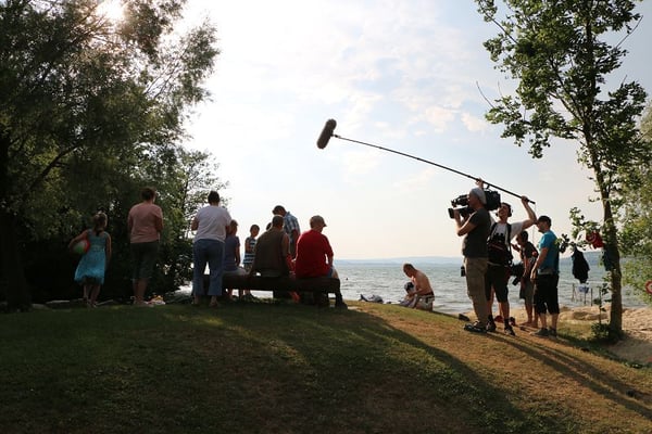 Baden am im Camping Seeland am Sempachersee.