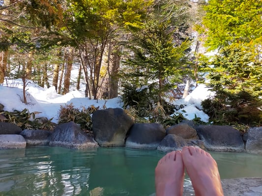 森に面した実之屋の外湯