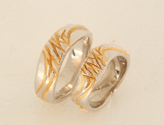 Alliances or blanc 750  traitement bicolore