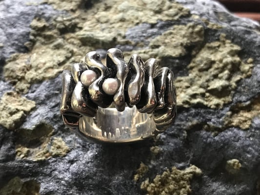 Pièce No B218-102, argent 925 avec perles Akoya #ring #silverring #jewellery #artjewellery #pearls