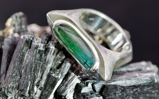 Pièce No 2023-112, argent 925 avec Tourmaline bicolore, Pakistan