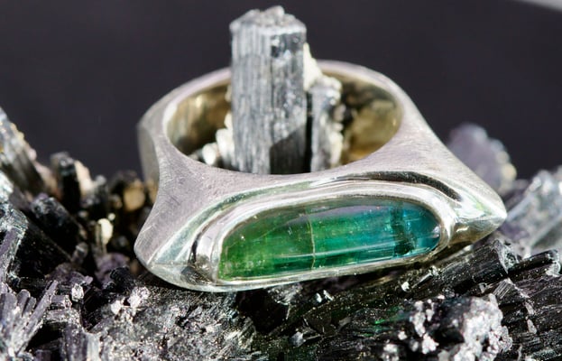 Pièce No 2023-112, argent 925 avec Tourmaline bicolore, Pakistan