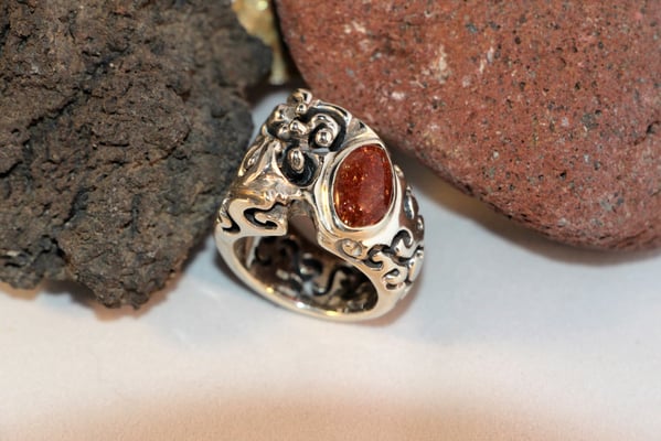 Pièce No B216-109, argent 925 avec pierre de soleil #ring #silverring #jewellery #artjewellery #sunstone