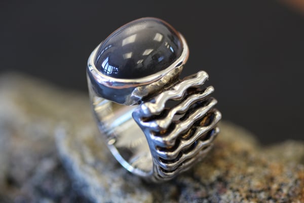 Pièce No B218-107, argent 925 avec Pierre de lune  #ring #silverring #jewellery #artjewellery #graymoonstone