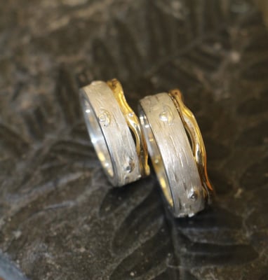 Alliances argent et or