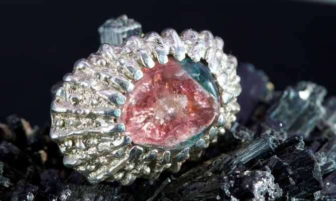 Pièce No B2024-11, argent 925 avec Tourmaline water melon de Namibie