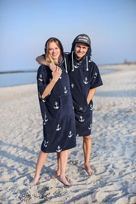 Atlantic Shore Anchor Poncho Navy