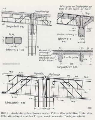 377-056 Abbildung des Stosses zweier Felder und des Troges sowie Dachquerschnitt