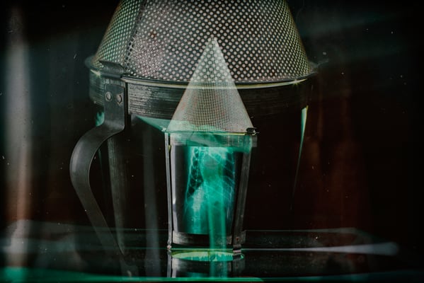 Buffet chinois, lampe upcycling