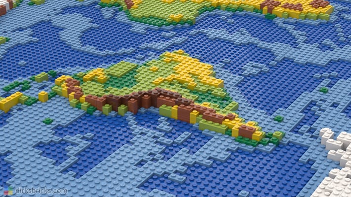 Dirks LEGO® World Map closeup south america