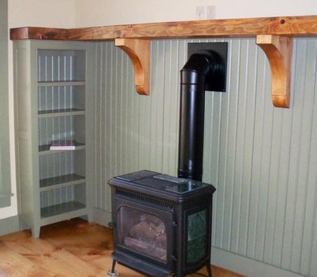 custom shelving with curved supports