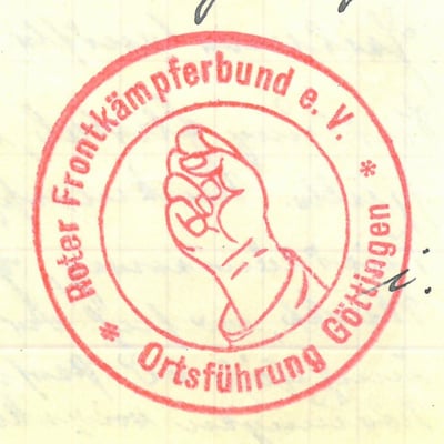 Stempelabdruck des "Roten Frontkämpferbundes" Göttingen. StA Göttingen