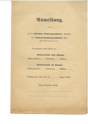 Anmeldeformular für eine Studentenwohnung undat. Die aus dem Krieg zurückkehrenden Studenten drängen ebenfalls auf den Göttinger Wohnungsmarkt.  StA Göttingen 