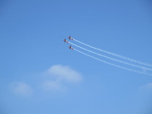 Das Royal Jordanian Falcons Team nur zu 3, da ein Pilot krank war