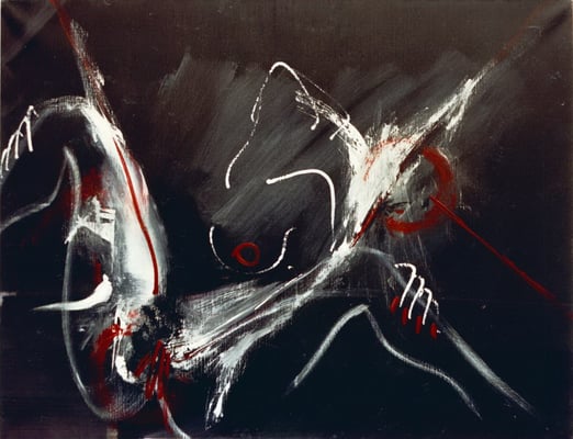 Corine_S_Congiu-1989-B13-Tropisme_noir-Collection privée_Acrylique sur toile-116x89cm : Sonia Devi "Commedia dell’Almas"