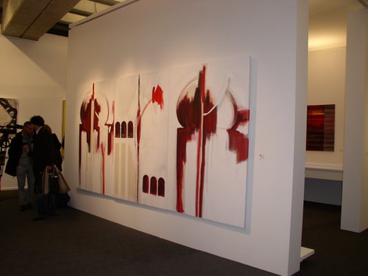 Corine_Sylvia_Congiu-18_2008-08-Triptyque Damas 3X1.95c x 130cm-Vernissage-Institut_du_Monde_Arabe